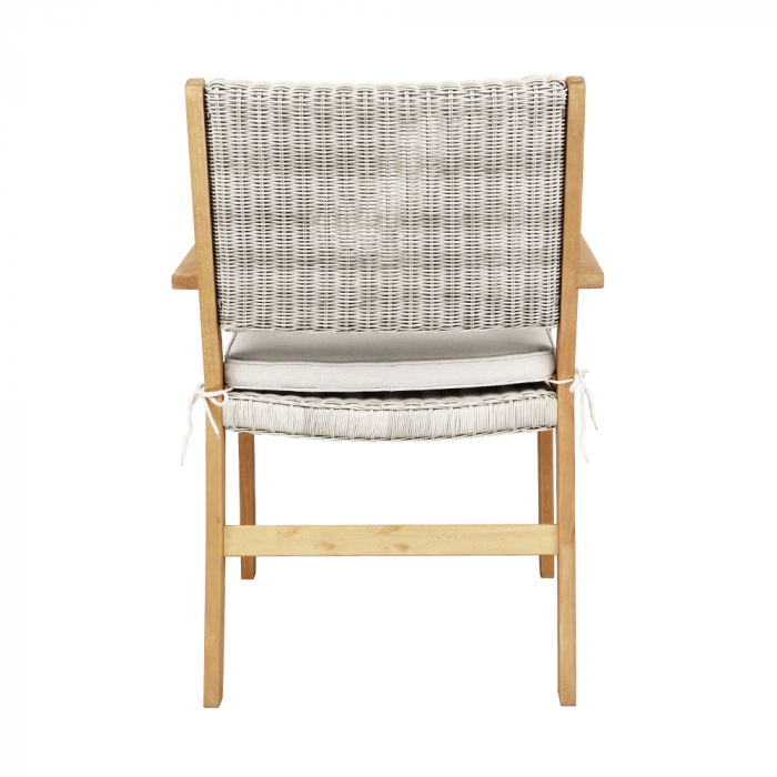 Scaun alb gri din lemn de eucalipt cu rattan sintetic, elegant și confortabil pentru exterior [6]