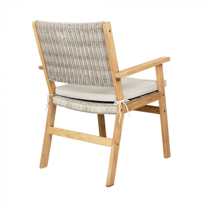Scaun alb gri din lemn de eucalipt cu rattan sintetic, elegant și confortabil pentru exterior [5]