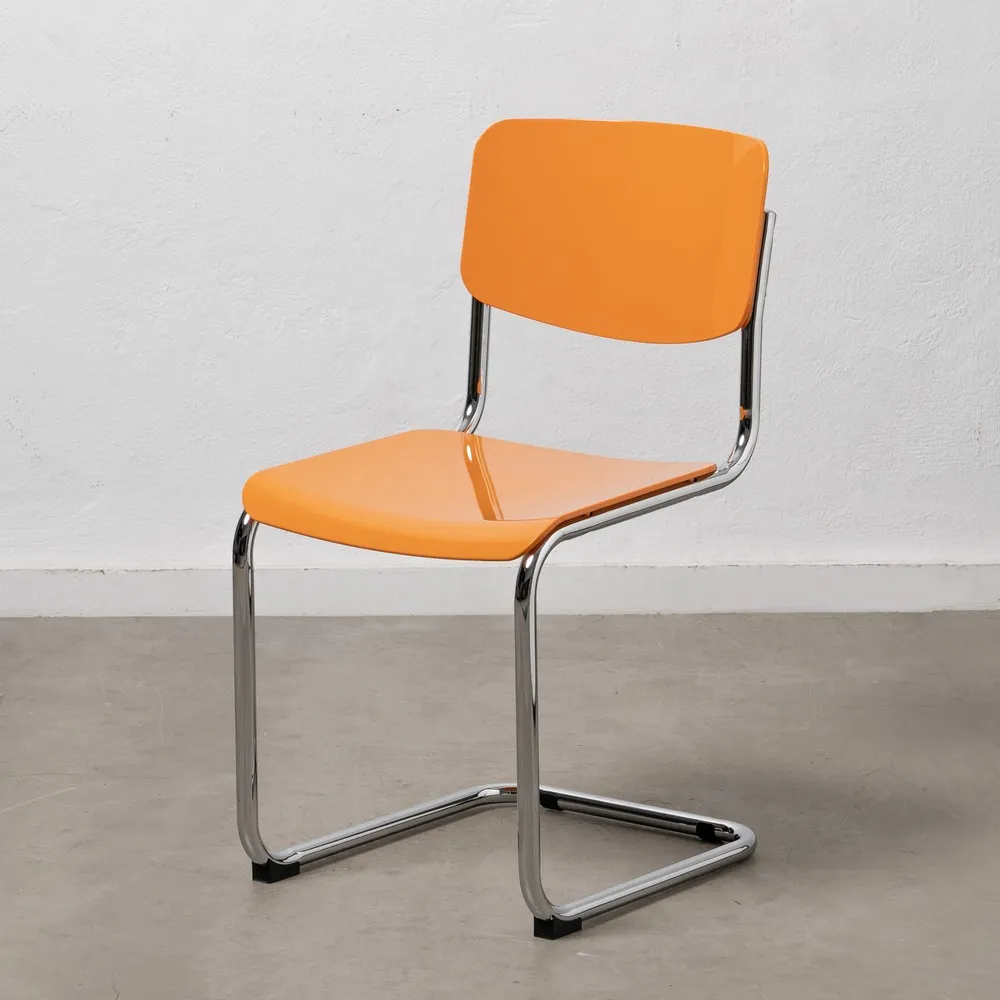 Scaun asteptare portocaliu, ABS otel cromat [2]