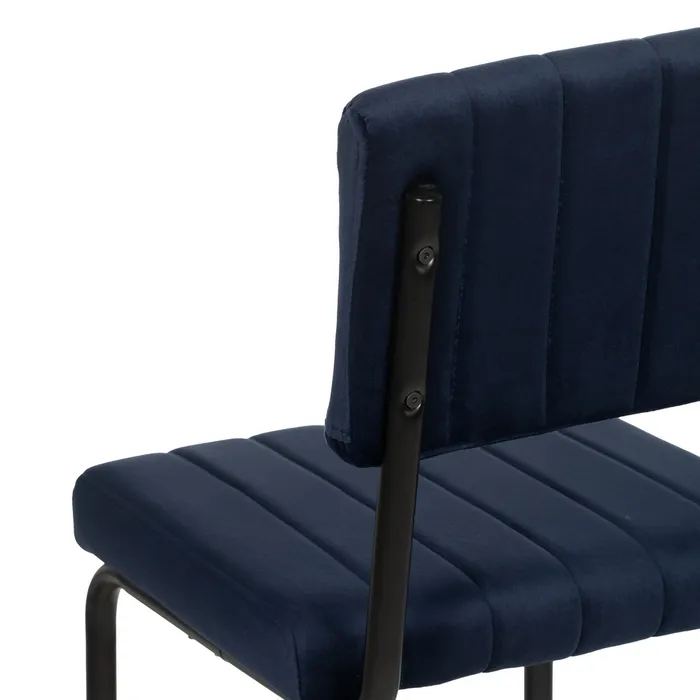 Scaun bar albastru din catifea matlasată cu cadru metalic negru – stil horeca modern [6]