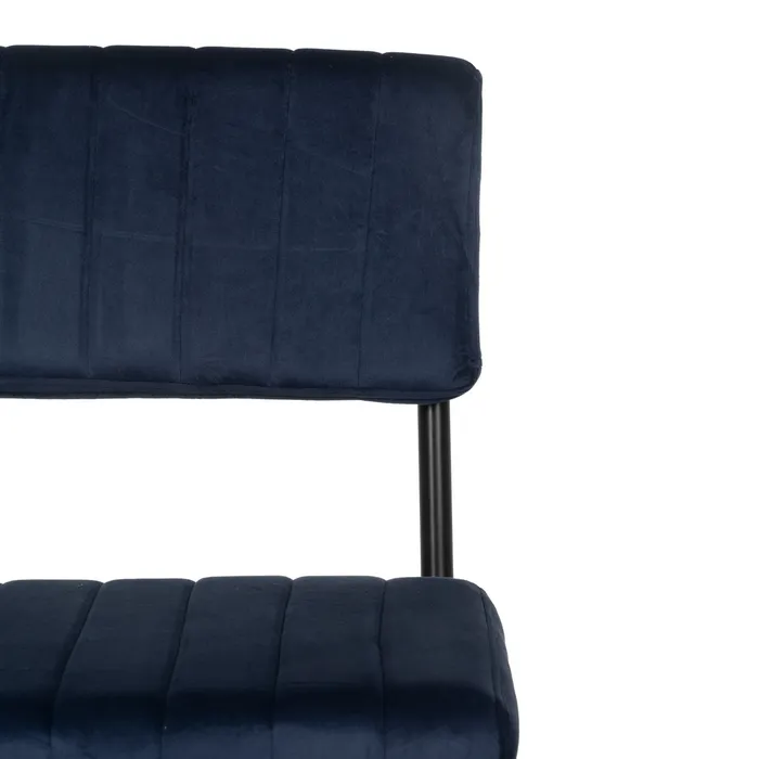 Scaun bar albastru din catifea matlasată cu cadru metalic negru – stil horeca modern [5]