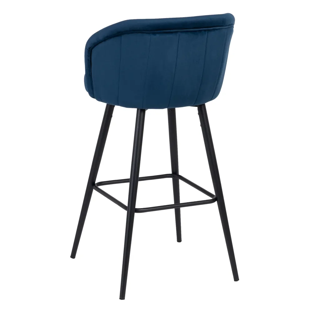 Scaun bar albastru, catifea metal [4]