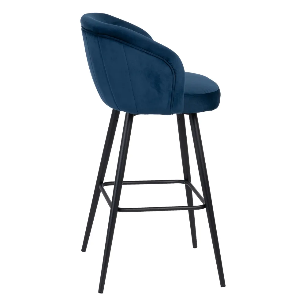 Scaun bar albastru, catifea metal [5]
