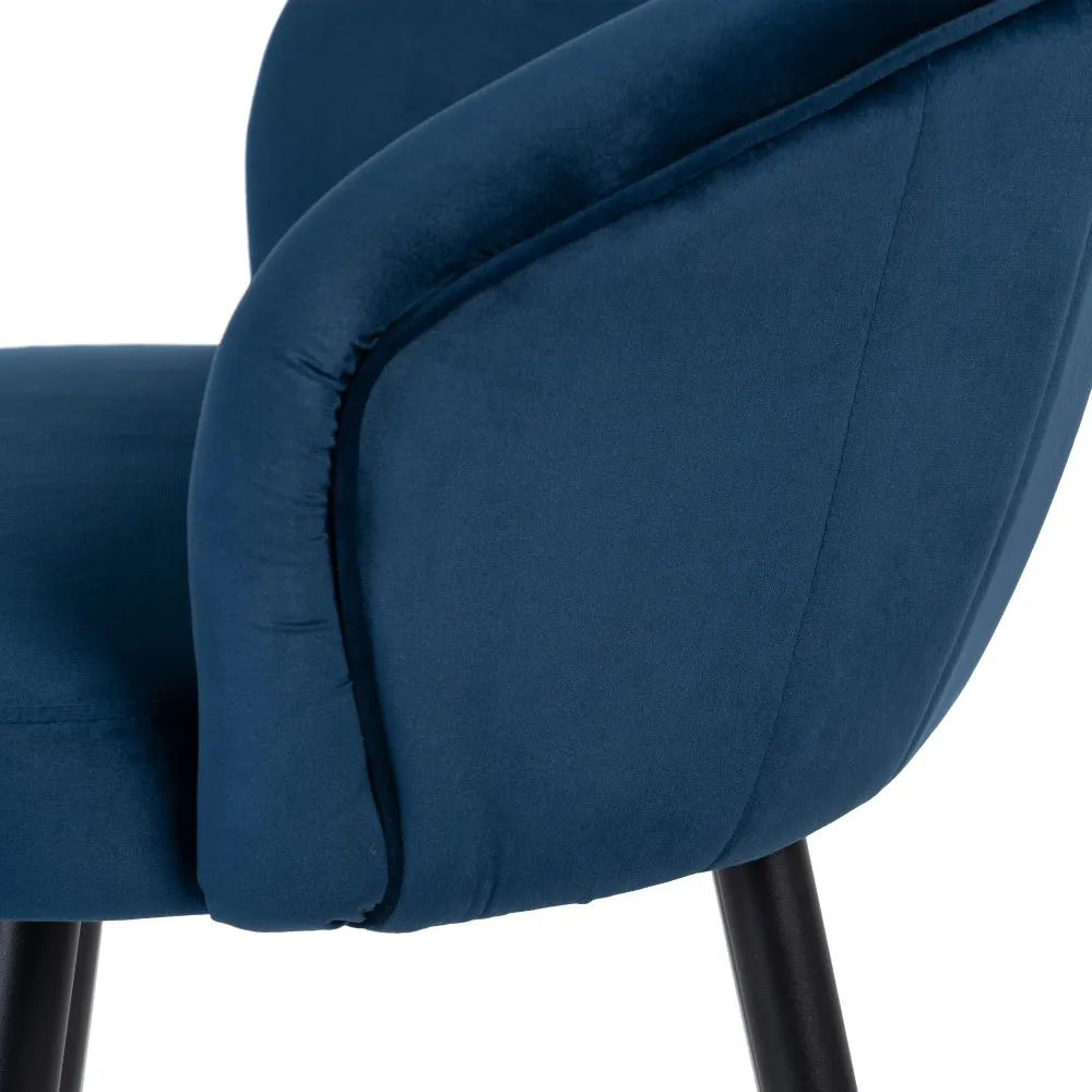 Scaun bar albastru, catifea metal [6]