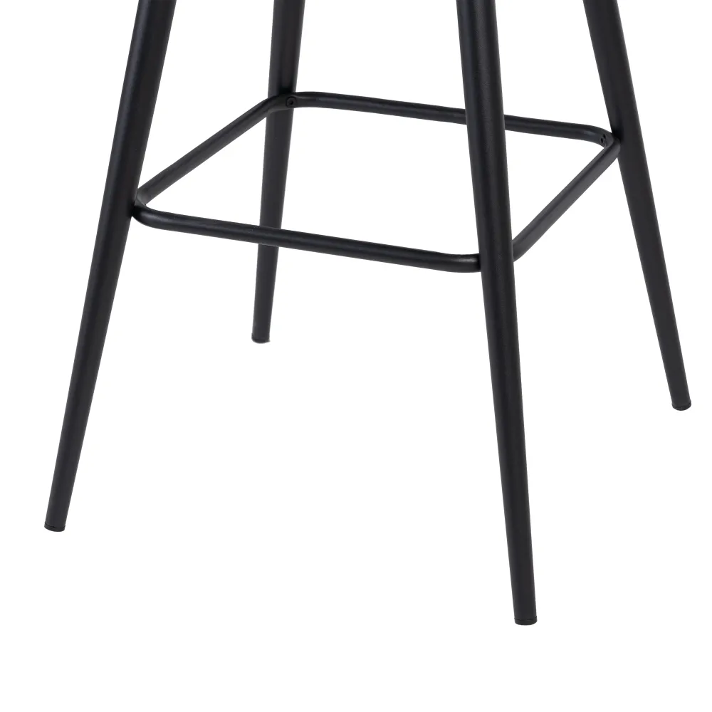 Scaune bar din catifea bleu cu picioare metalice negre – set 2 bucăți [6]