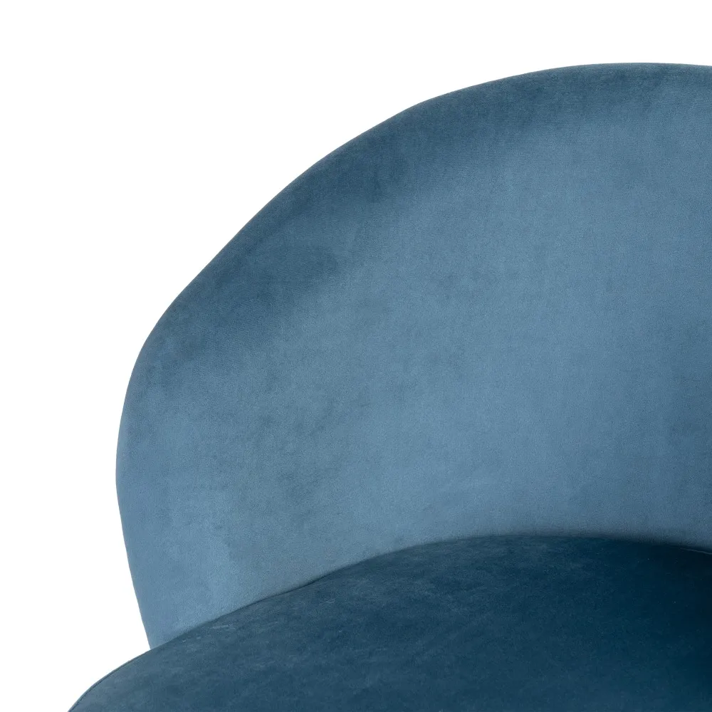 Scaune bar din catifea bleu cu picioare metalice negre – set 2 bucăți [9]