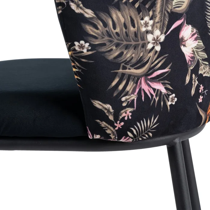 Scaun Bar Anna Floral, Catifea Neagra, Metal - creativdeco.ro [6]