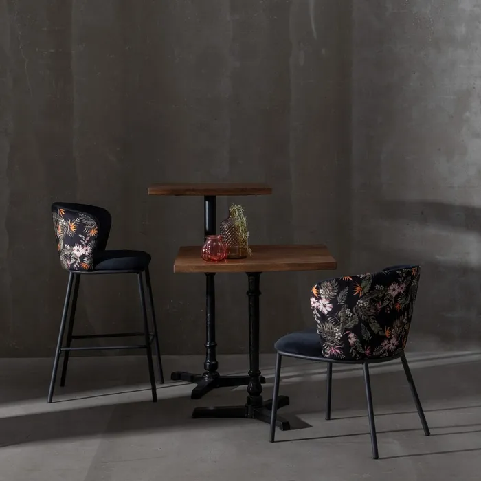 Scaun Bar Anna Floral, Catifea Neagra, Metal - creativdeco.ro [4]