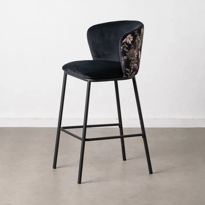 Scaun Bar Anna Floral, Catifea Neagra, Metal - creativdeco.ro [2]