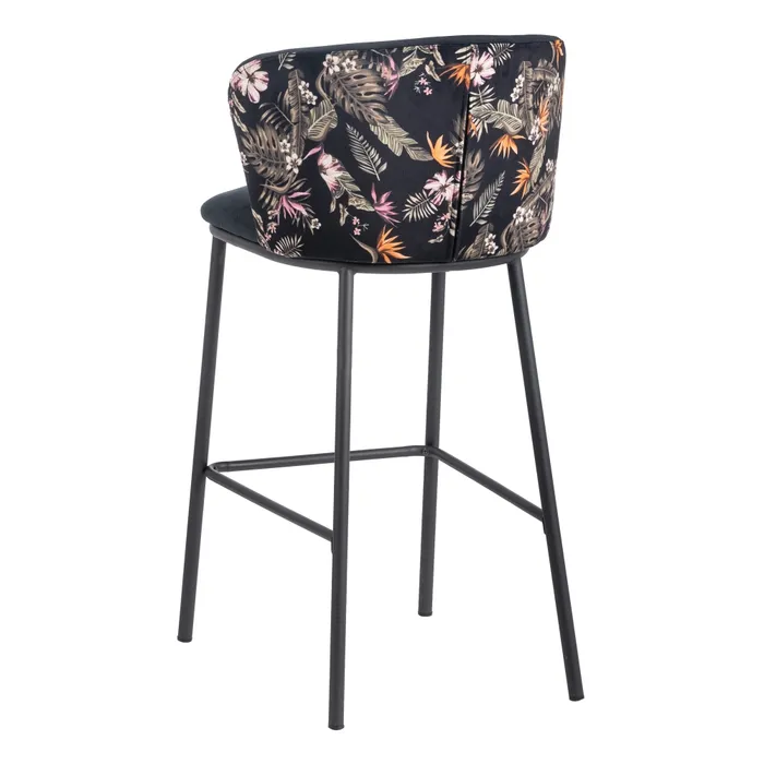Scaun Bar Anna Floral, Catifea Neagra, Metal - creativdeco.ro [5]