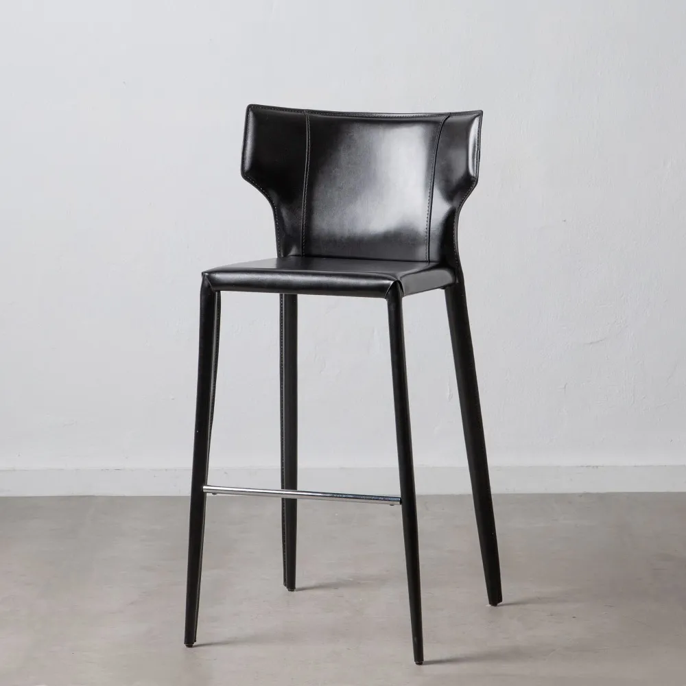 Scaun bar Black piele neagra metal [4]