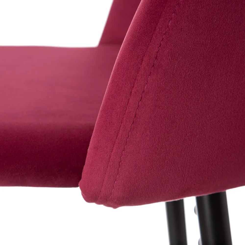 Scaun de bar rosu Bordeaux din catifea si metal | creativdeco.ro [6]