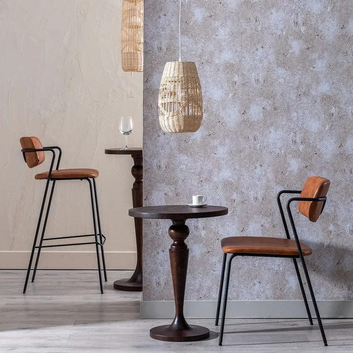 Scaun Bar Carla, Maro Deschis - Negru, Piele Ecologica, Metal - creativdeco.ro [3]