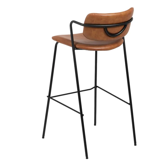 Scaun Bar Carla, Maro Deschis - Negru, Piele Ecologica, Metal - creativdeco.ro [5]