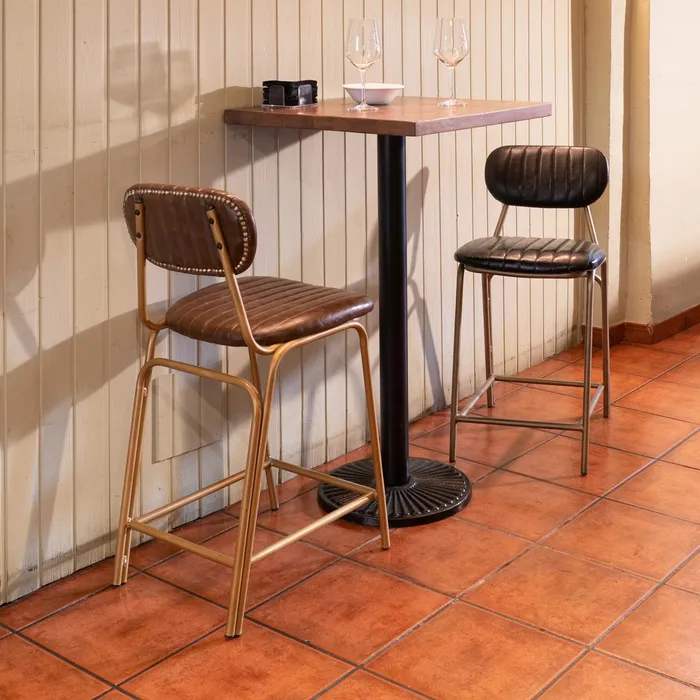 Scaun Bar Casilda Negru, Piele Ecologica, Metal - creativdeco.ro [3]