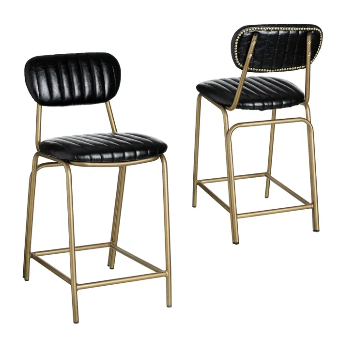 Scaun Bar Casilda Negru, Piele Ecologica, Metal - creativdeco.ro [5]