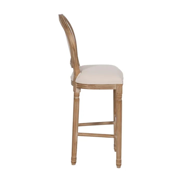 Scaun Bar Clasic, Lemn Stofa, Natural Crem - creativdeco.ro [3]