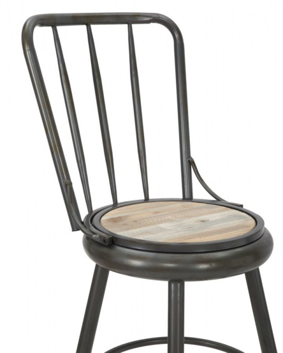 Scaun bar vintage industrial metal antichizat sezut lemn Berlin 43x107 - CreativDeco.ro [5]