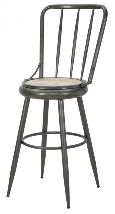 Scaun bar vintage industrial metal antichizat sezut lemn Berlin 43x107 - CreativDeco.ro [3]