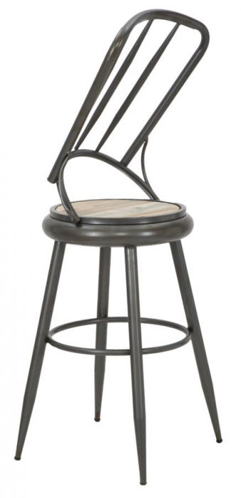 Scaun bar vintage industrial metal antichizat sezut lemn Berlin 43x107 - CreativDeco.ro [8]