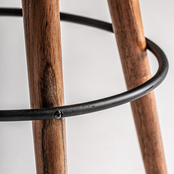 Scaun bar vintage acacia negru natural|Scaune bar autentice [5]