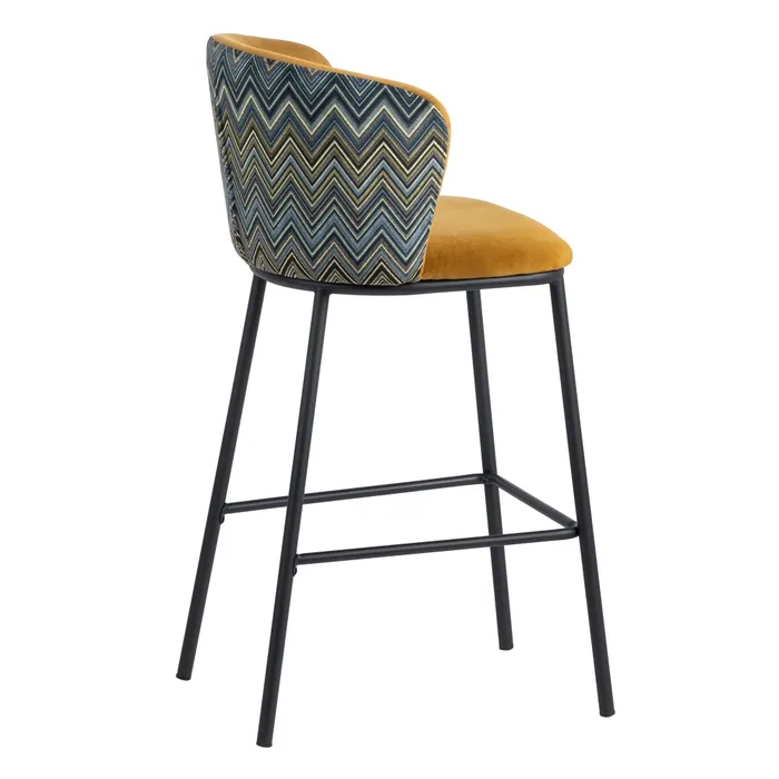 Scaun bar GEOMETRIC, catifea Mustar - de la creativdeco.ro [3]