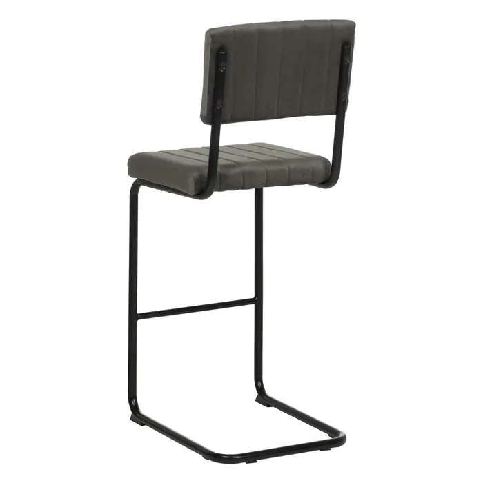 Scaun bar gri cu design industrial și cadru metalic negru [4]