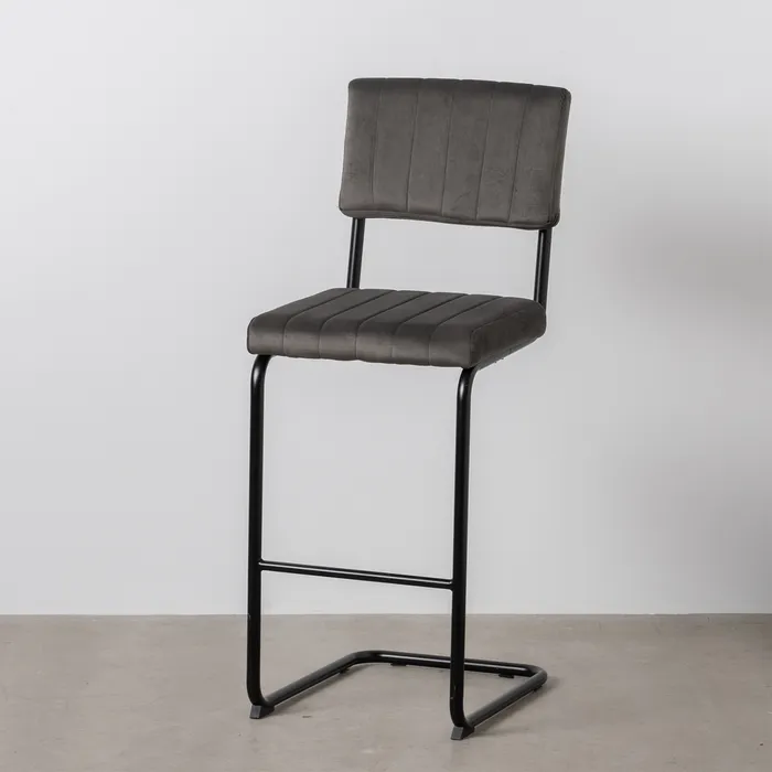 Scaun bar gri cu design industrial și cadru metalic negru [2]