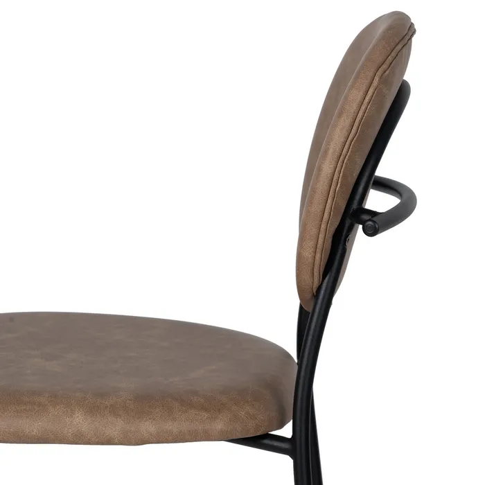 Scaun bar bej din piele ecologică cu cadru metalic negru – stil horeca modern [7]