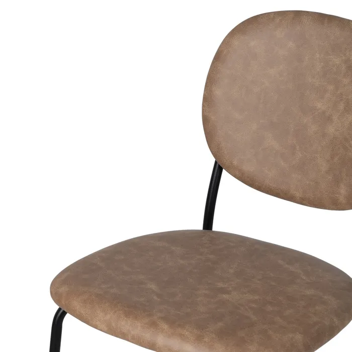 Scaun bar bej din piele ecologică cu cadru metalic negru – stil horeca modern [5]
