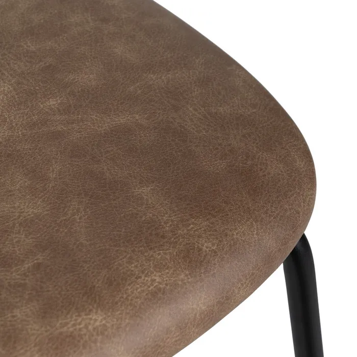 Scaun bar bej din piele ecologică cu cadru metalic negru – stil horeca modern [8]