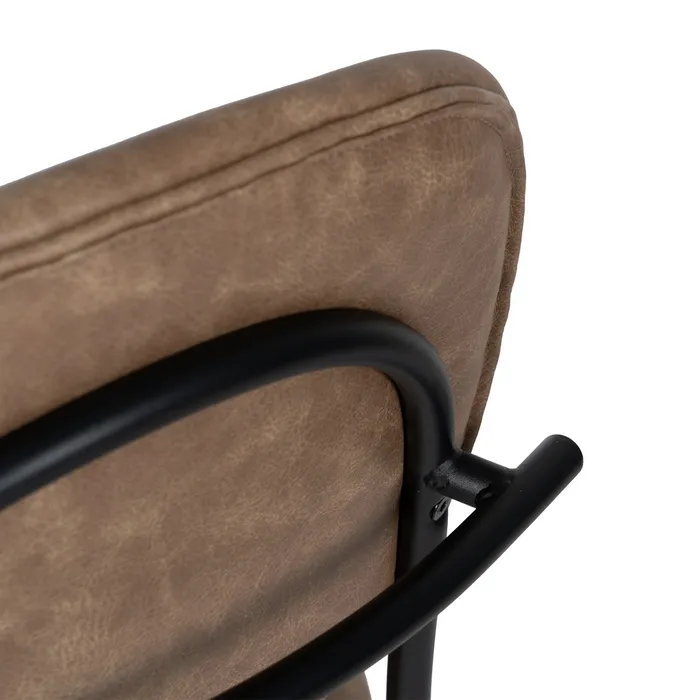 Scaun bar bej din piele ecologică cu cadru metalic negru – stil horeca modern [9]