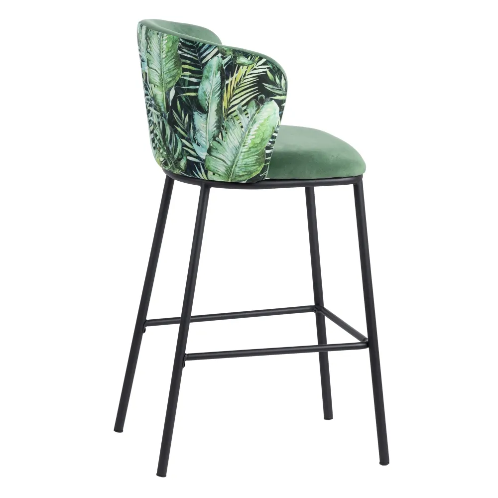 Scaun bar Leaves verde, catifea metal [5]