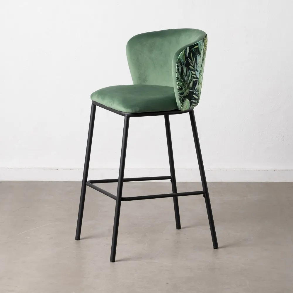Scaun bar Leaves verde, catifea metal [3]