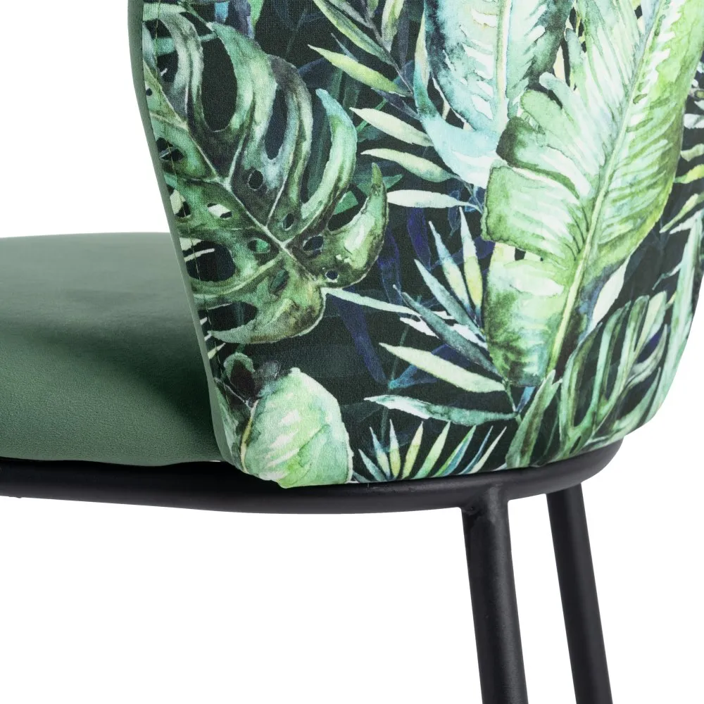 Scaun bar Leaves verde, catifea metal [11]