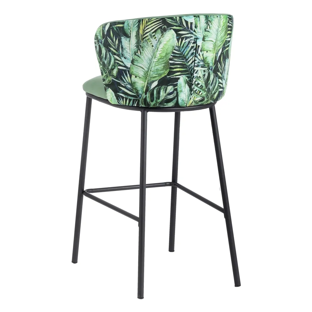 Scaun bar Leaves verde, catifea metal [4]