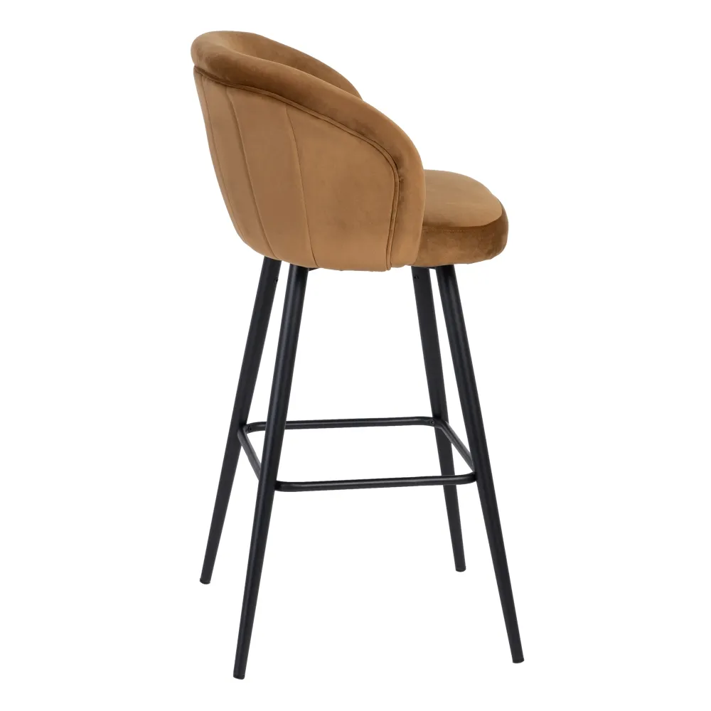 Scaun bar maro deschis, catifea metal [5]