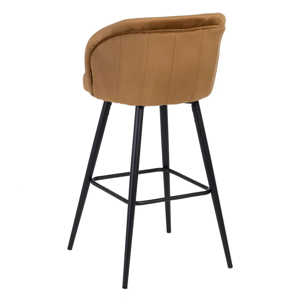 Scaun bar maro deschis, catifea metal [4]