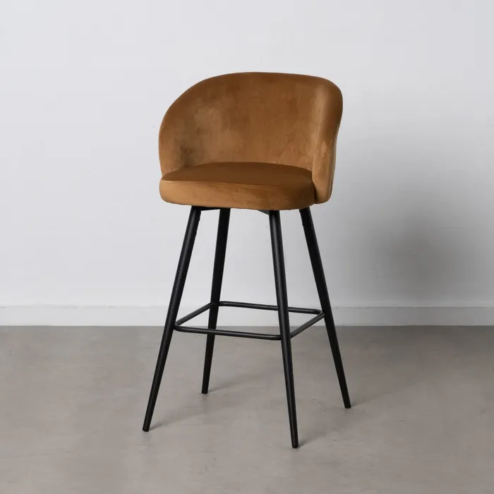 Scaun bar maro deschis, catifea metal [2]