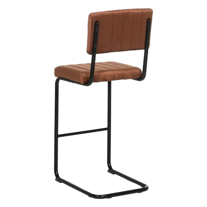Scaun bar teracotă cu tapițerie matlasată și cadru metalic negru – stil industrial modern [3]