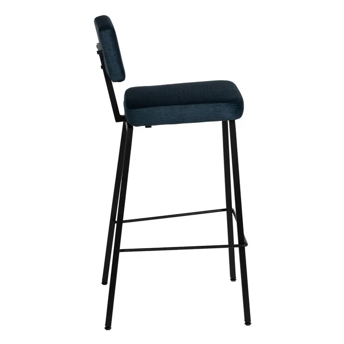 Scaun bar albastru cu cadru metalic negru și design ergonomic – stil horeca contemporan [3]