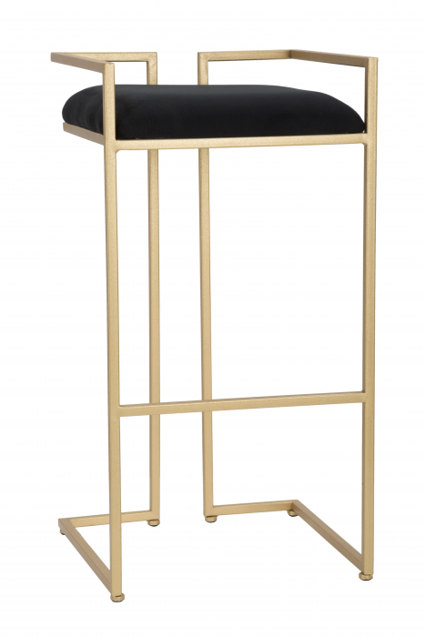 Scaun bar Obix, fier/catifea, auriu/negru - CreativDeco.ro [4]