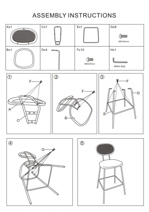 Scaun bar Osaka negru crem - CreativDeco.ro [10]