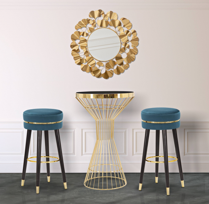 Scaun bar Paris, stofa turquoise - CreativDeco.ro [2]