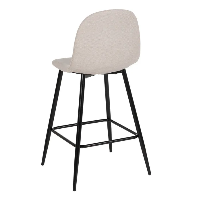 Scaun bar crem cu tapițerie din stofă și picioare metalice negre – design modern [3]