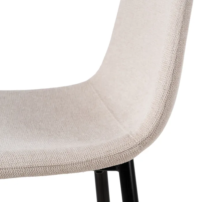 Scaun bar crem cu tapițerie din stofă și picioare metalice negre – design modern [5]