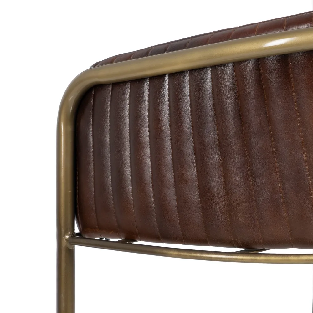 Scaun bar piele metal maro auriu [7]