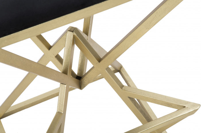 Scaun bar Piramid catifea neagră cu structură geometrică aurie [5]