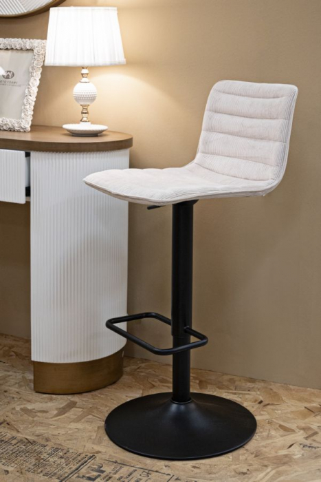 Scaun Bar Reglabil Alb Tapiterie Catifea CreativDeco [8]