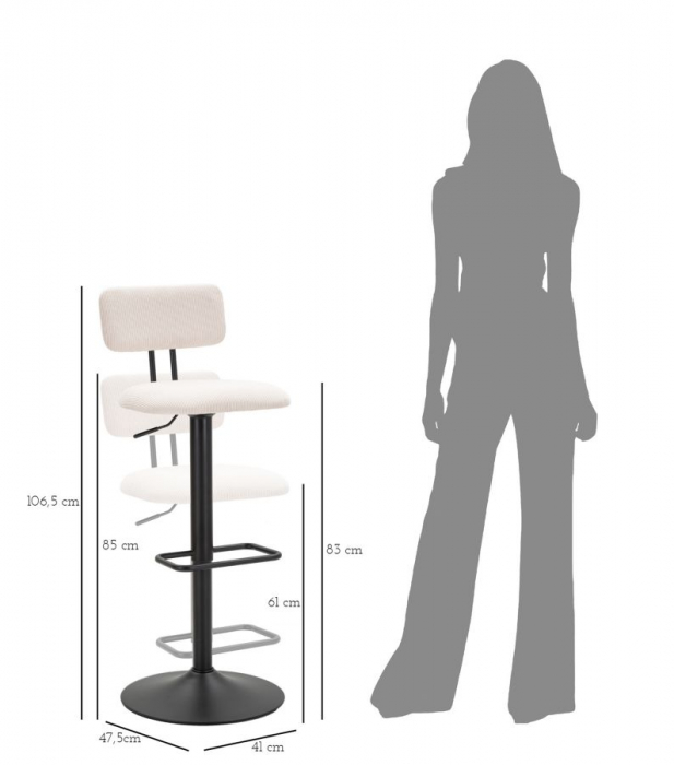 Scaun Bar Alb Design Usor Minimalist CreativDeco [9]